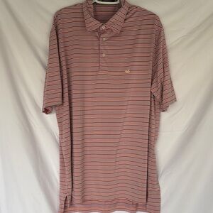Southern Marsh Performance Polo in Pink and Blue Stripes